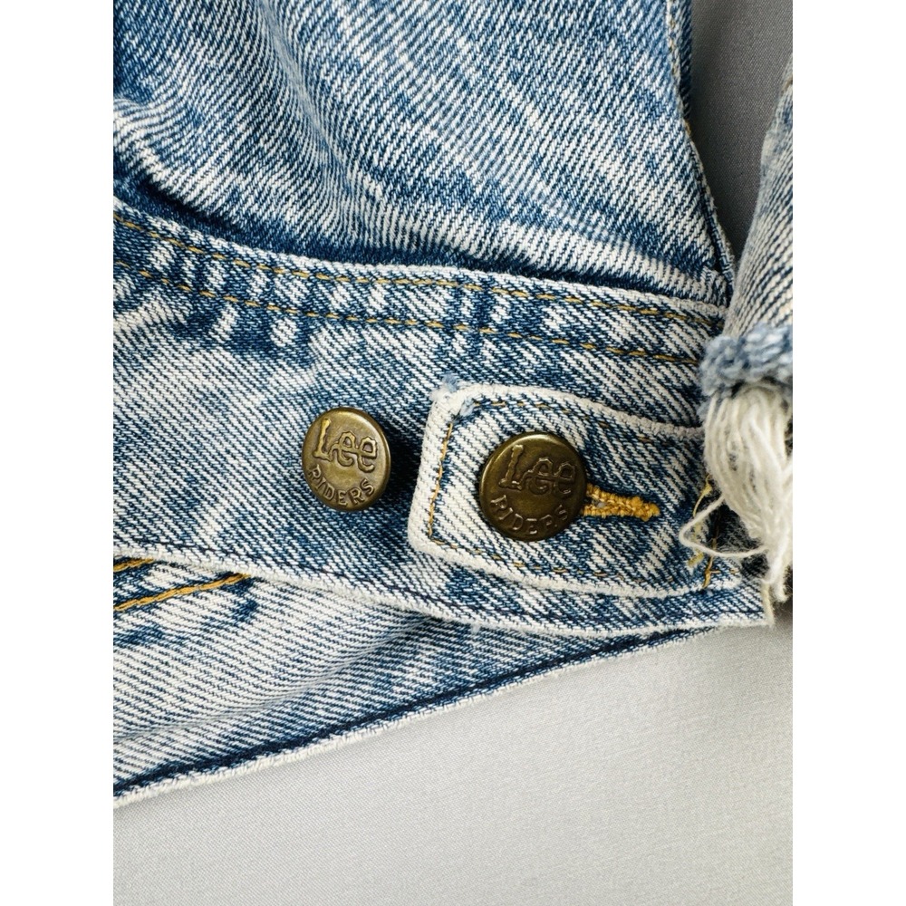 Vintage 80s Lee Riders 153438 USA Denim Trucker Jacket Medium Faded Distressed - Picture 10 of 14